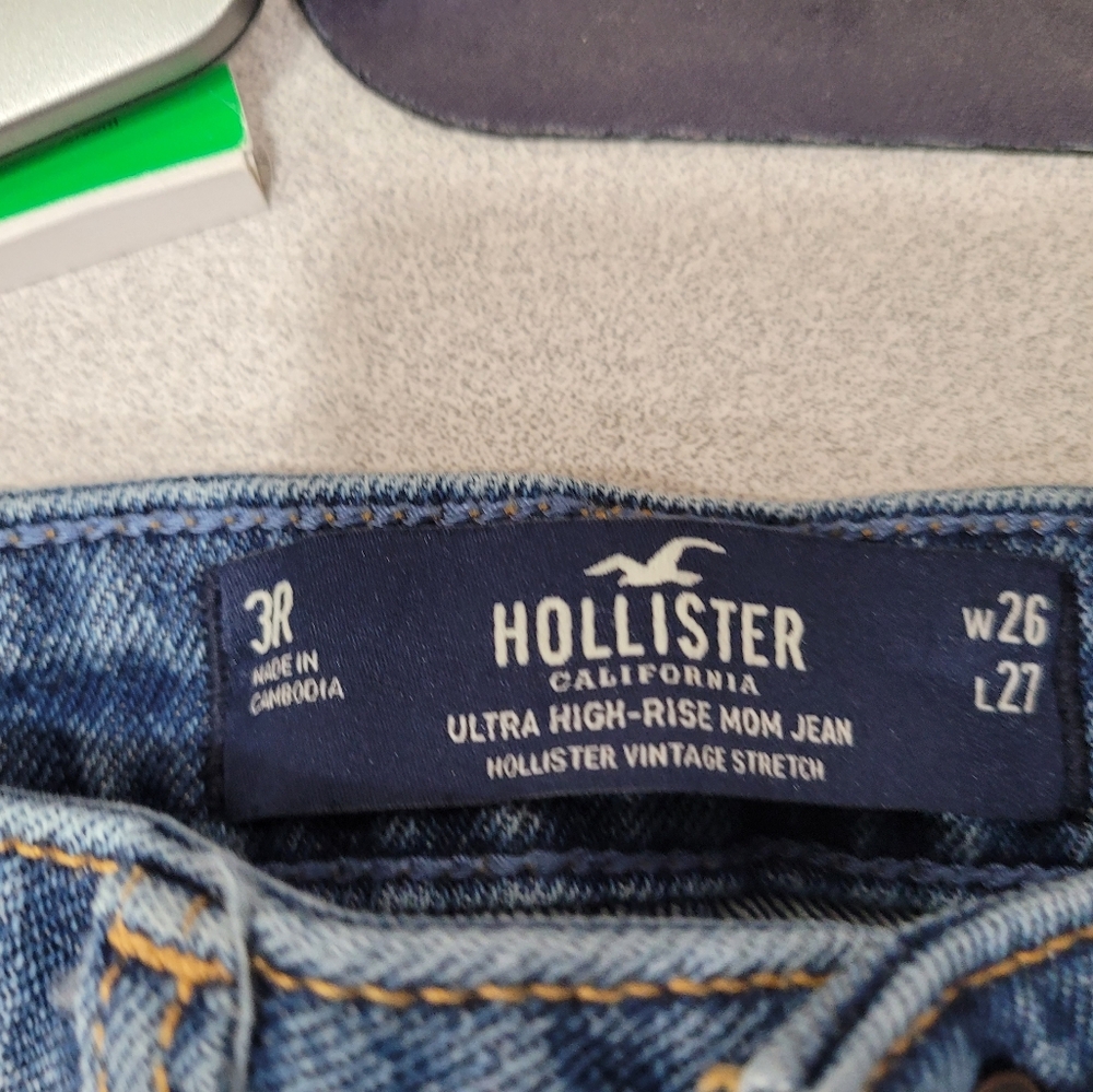 Hollister Blue Distressed Straight Leg Jeans - Picture 2 of 7